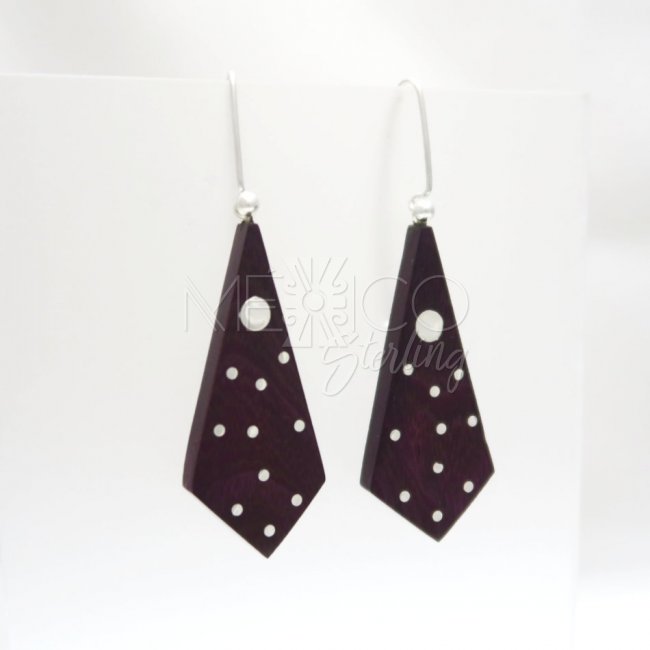 Silver Rosewood Starry Sky Earrings - Click Image to Close