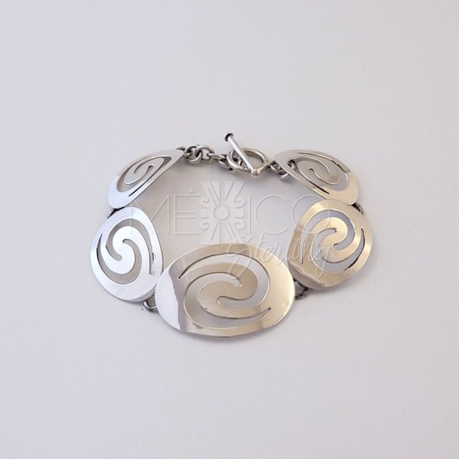 Taxco Silver Water Swirls Bracelet