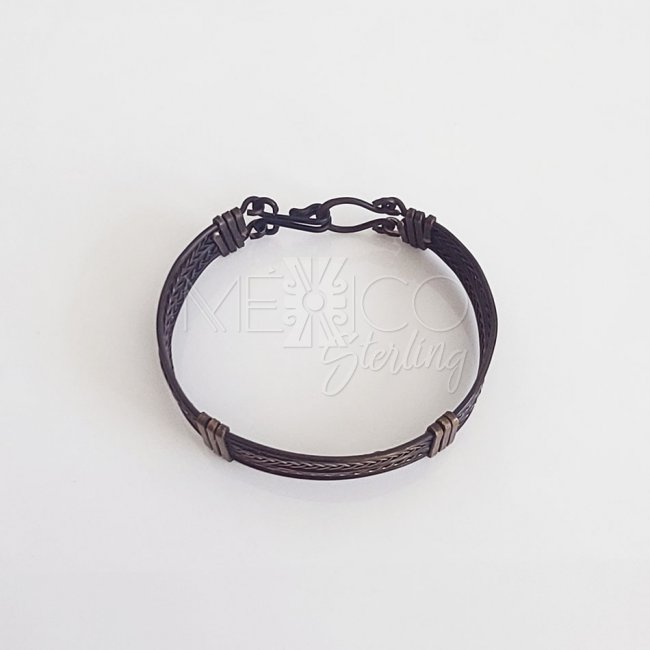 Rustic Oxidized Brass Braided Cuff