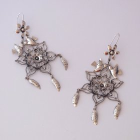 Taxco Silver Dreamcatcher Long Earrings