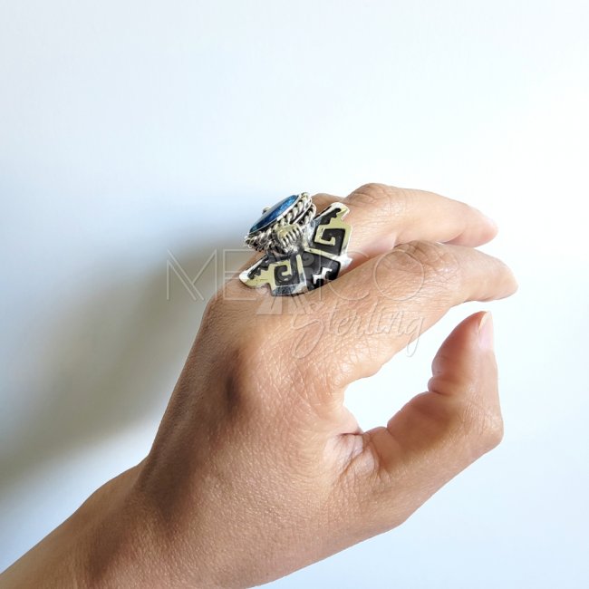 Aztec Oxidized Silver Poison Ring