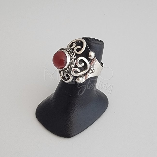 Adjustable Silver and Carnelian Poison Ring