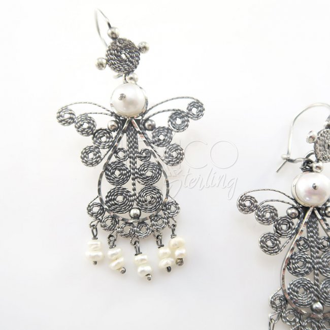 Silver Angels of Peace Filigree Earrings