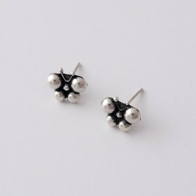 Playful Silver Bubble Butterflies Stud Earrings