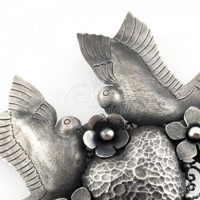 Silver Summer Peace Doves Pin-Pendant