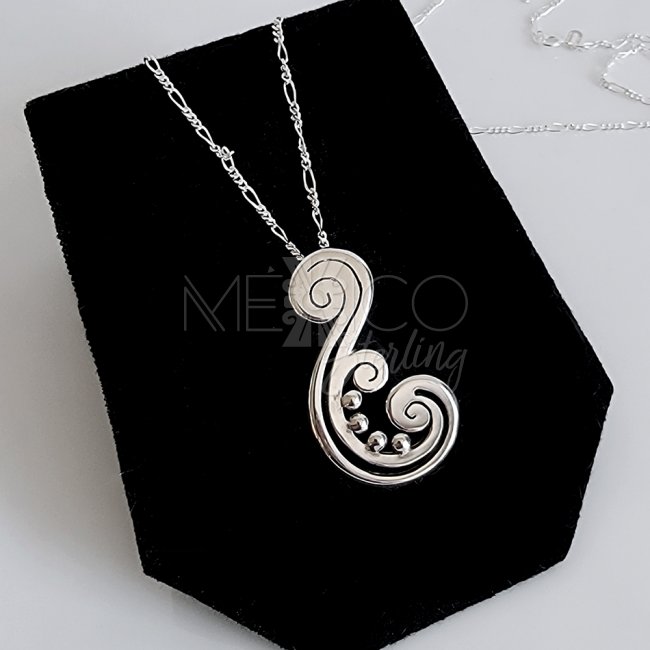 Silver Enchanted Modern Scroll Pendant
