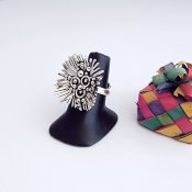 Abstract Art in Adjustable Silver Ring