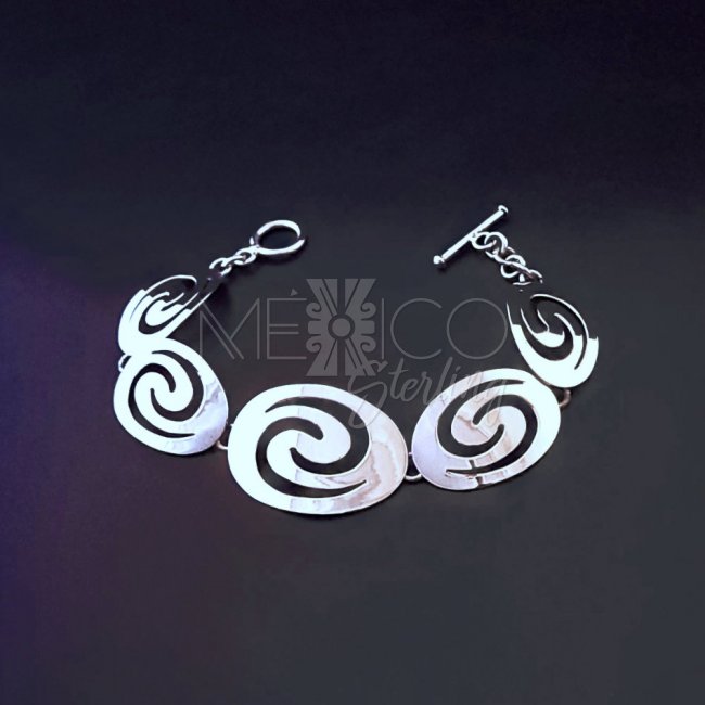 Taxco Silver Water Swirls Bracelet