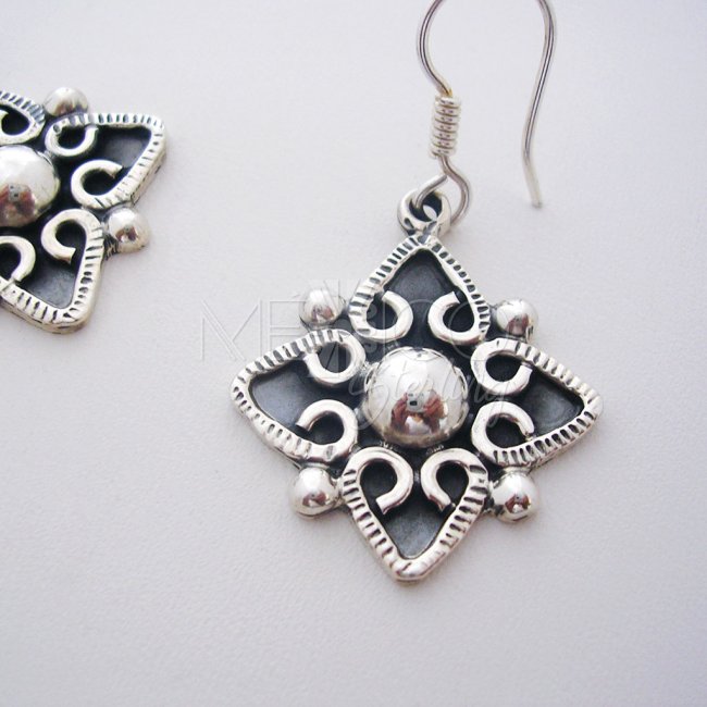 Taxco Silver Evening Star Dangle Earrings