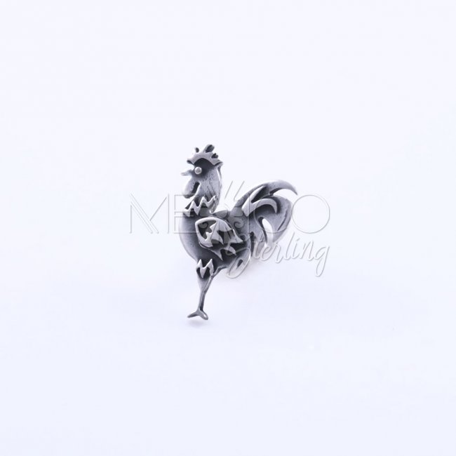 Taxco Silver Happy Singing Rooster Pin