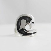 Playful Silver Dolphin Taxco Ring