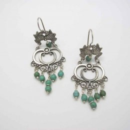 Taxco Silver Dangling Earrings Turquoise