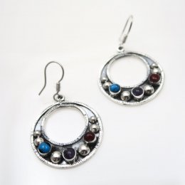 Baroque Taxco Silver Stone Hoops