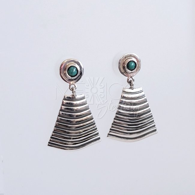 Silver Pyramid Earrings and Turquoise