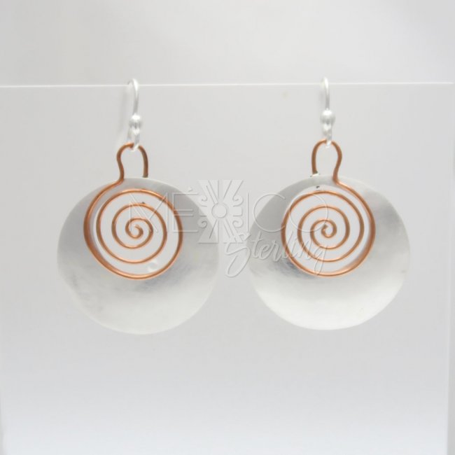 Silver Copper Happy Spirals Earrings