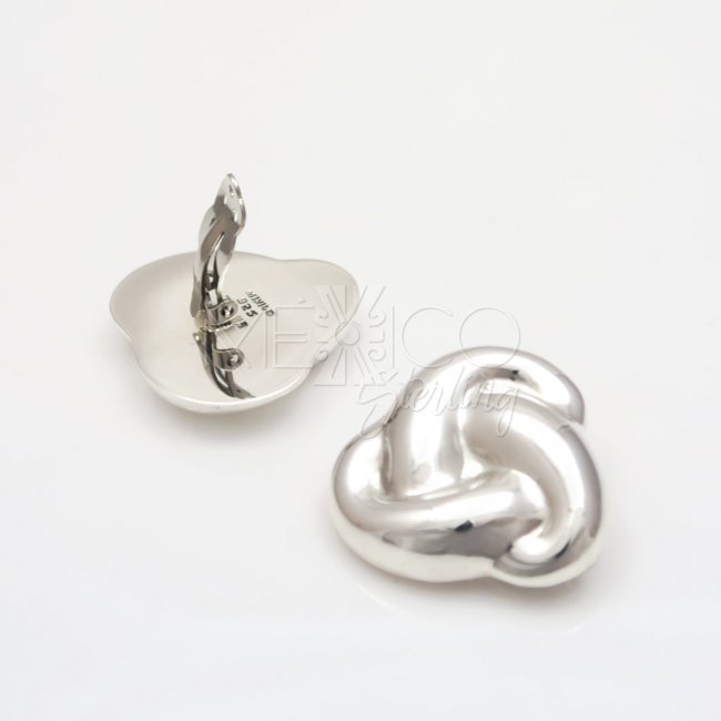 Silver Infinite Wave Clip on Earrings