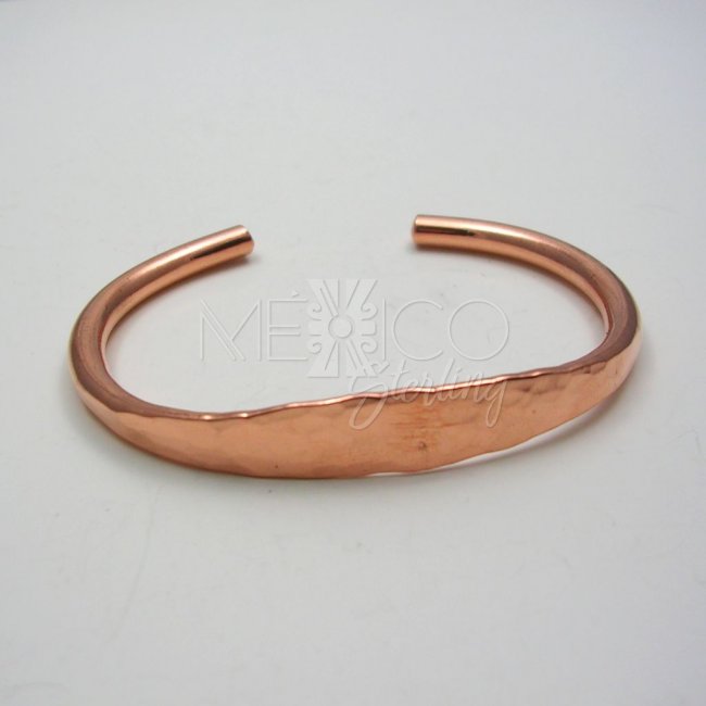 Mexican Hammered Copper Bangle Cuff - Click Image to Close