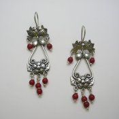 Silver Dangling Earrings Stone Beads