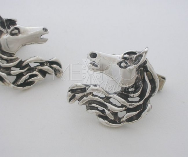 Taxco Sterling Silver Cufflinks with Horses Heads