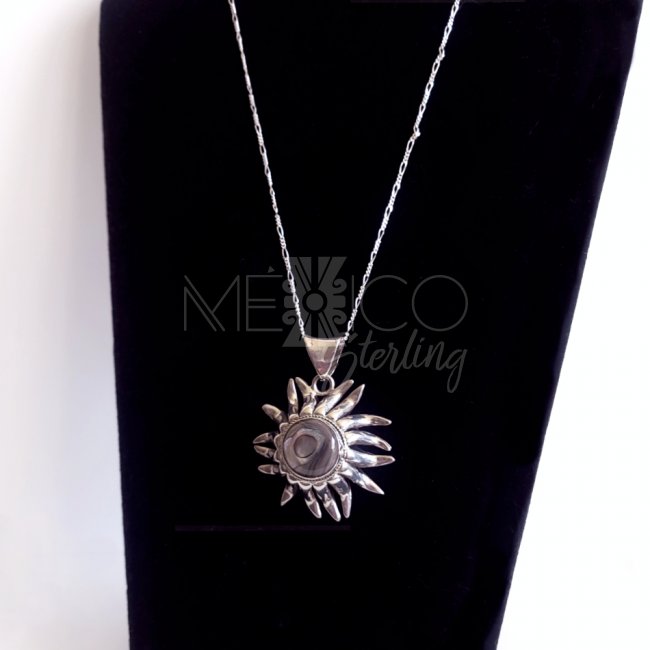 Silver and Abalone Sun Large Pendant