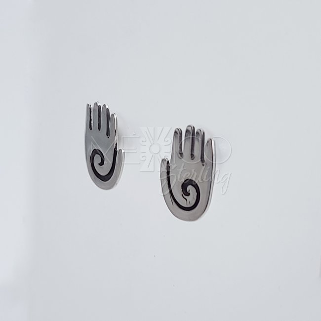 Sterling Silver Tribal Hand Post Earrings