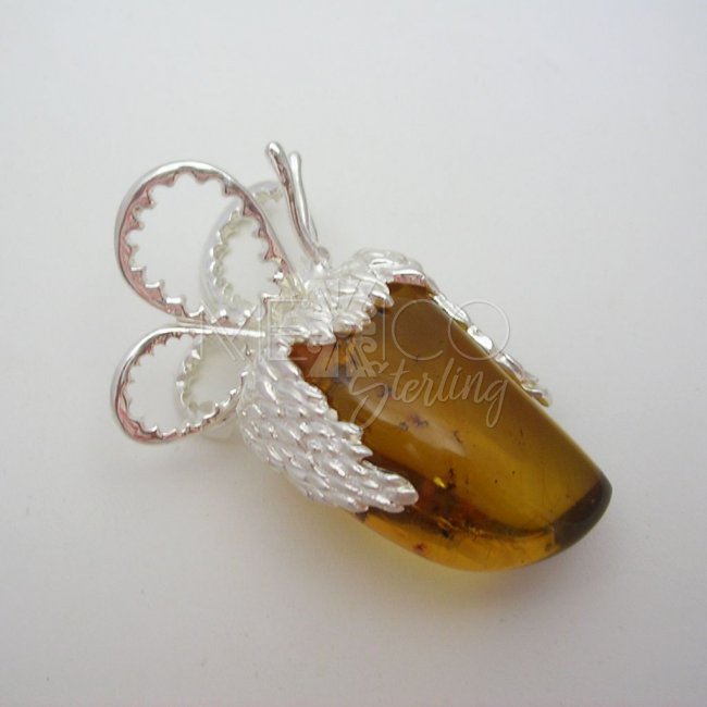 Simojovel Amber and Taxco Silver Pendant - Click Image to Close