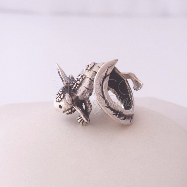 Cute King Axolotl Solid Silver Ring