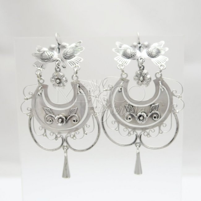 Mazahua Silver Flower Basket Earrings
