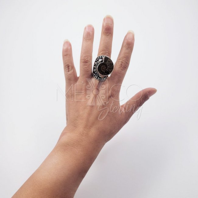 Amazing Silver Ammonite Poison Ring