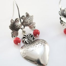 Taxco Silver Milagros Heart Earrings