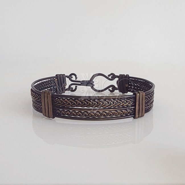 Rustic Oxidized Brass Braided Cuff