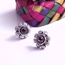Artisan Sterling Silver Flower Post Earrings