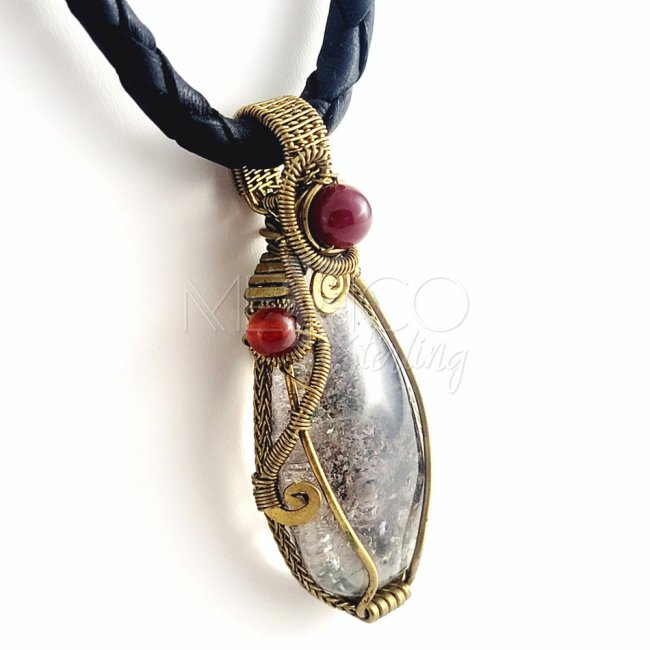 Artisan Brass and Multi Stone Pendant