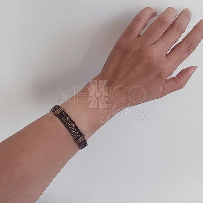 Rustic Oxidized Brass Braided Cuff