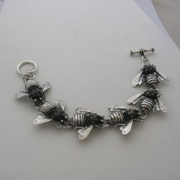 Unusual Taxco Silver Bees Bracelet