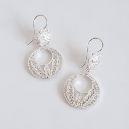 Sterling Silver Filigree Hoop Earrings
