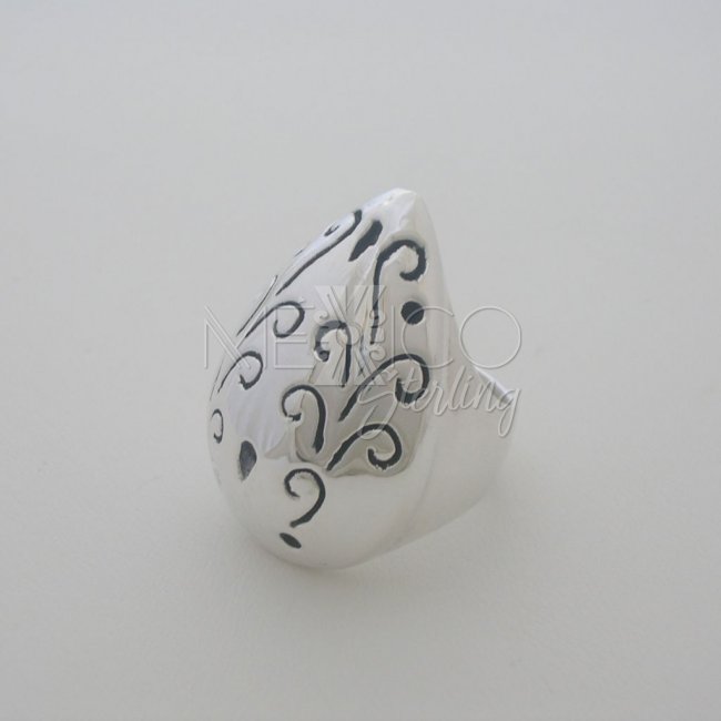 Carved Vines Taxco Sterling Silver Ring