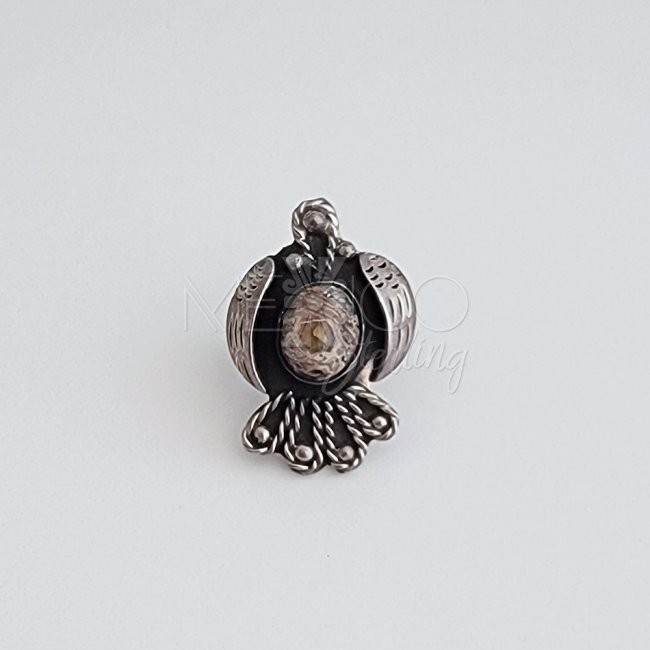 Mexican Opal and Silver Vintage Eagle Ring
