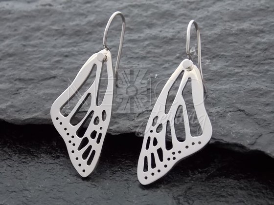 silver butterfly wing earrings