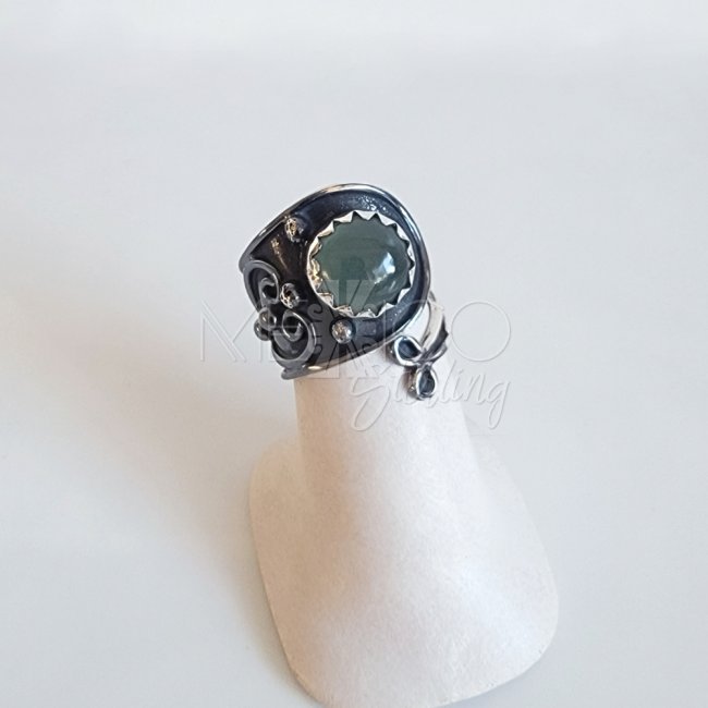 Oxidized Silver Peridot Mermaid Ring