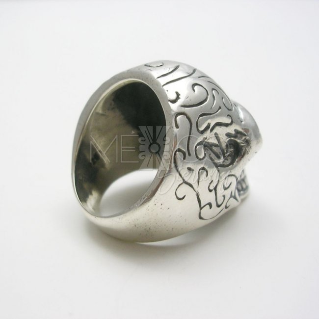 Man/Woman Decorated Taxco Silver Skull Ring