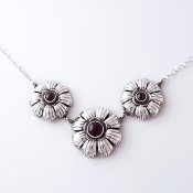 Artisan Sterling Silver Flower Pendant Necklace