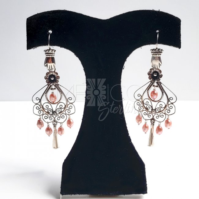 Silver Swilrls decorated Earrings