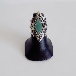 Baroque Taxco Silver Aventurine Poison Ring