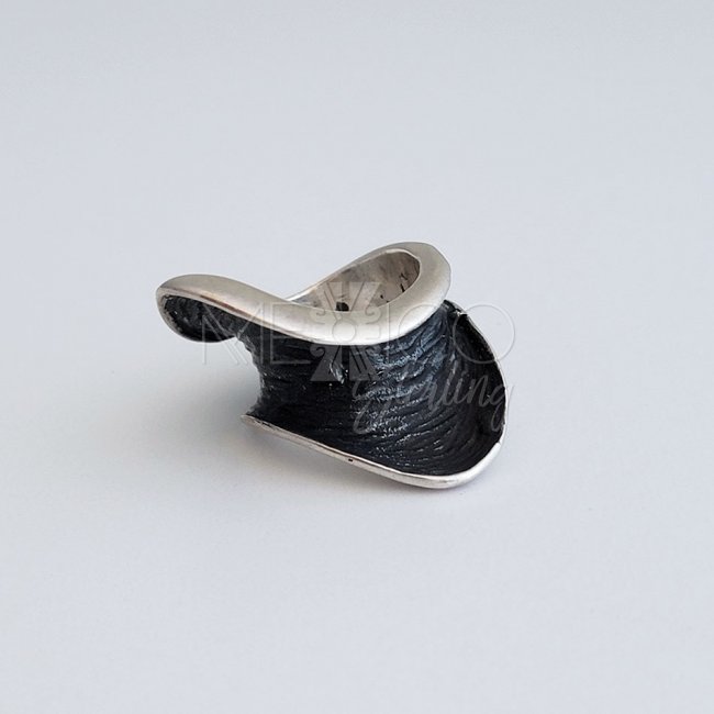 Oxidized Silver Sculptural Wave Ring