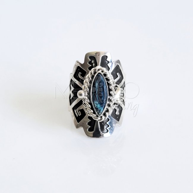 Aztec Oxidized Silver Poison Ring
