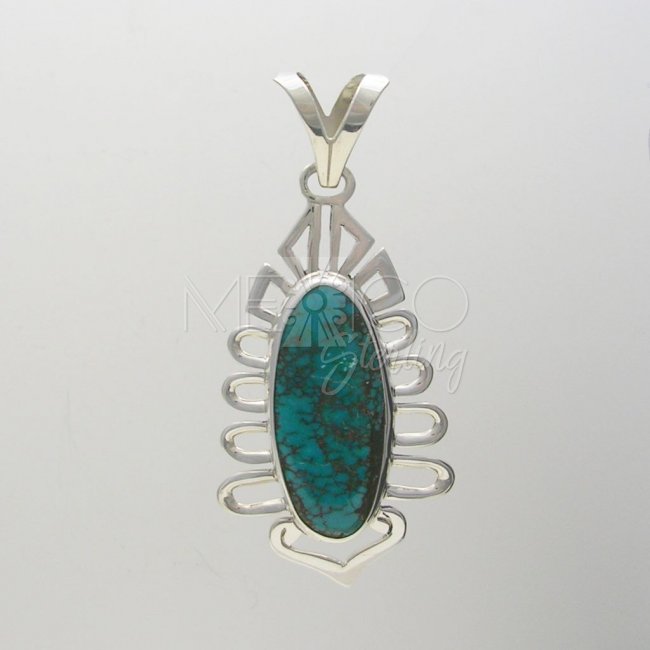 Amazing Taxco Silver and Turquoise Pendant