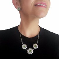 Artisan Silver and Peridot Flower Chain Necklace