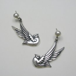 Romantic Taxco Silver Doves Earrings