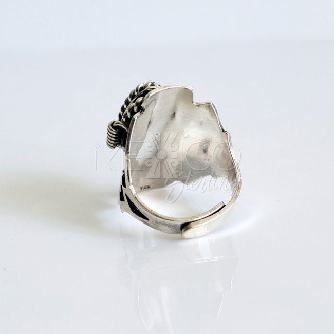 Aztec Oxidized Silver Poison Ring